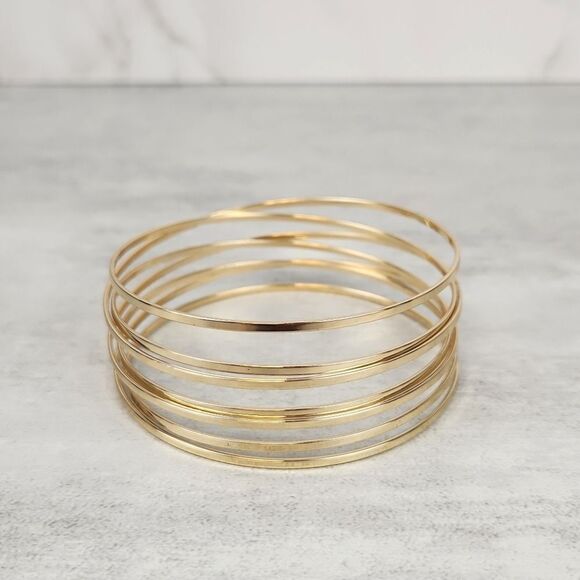 Lane Bryant Gold Tone Layered Stacked Bangle Bracelet - Picture 2 of 6